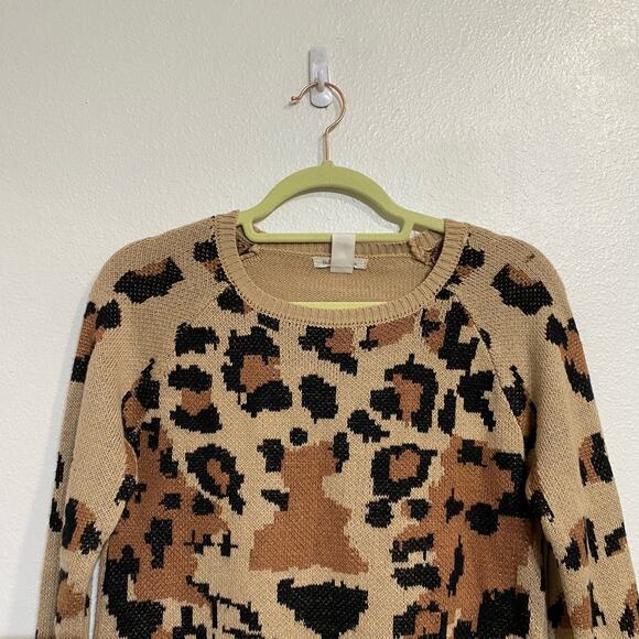 Belle Du Jour Leopard Print High Low Hem Sweater Sz M - Picture 3 of 12